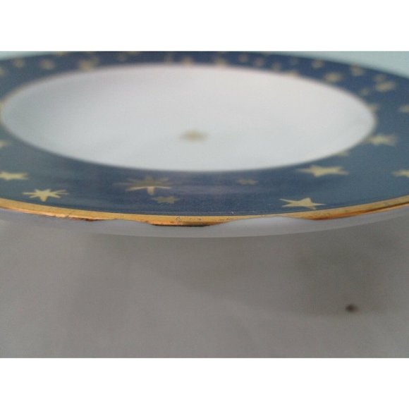 Galaxy by Sakura Rim Soup Bowl14kt Gold Stars on Dark Blue Fine Porcelain EUC - Picture 10 of 11